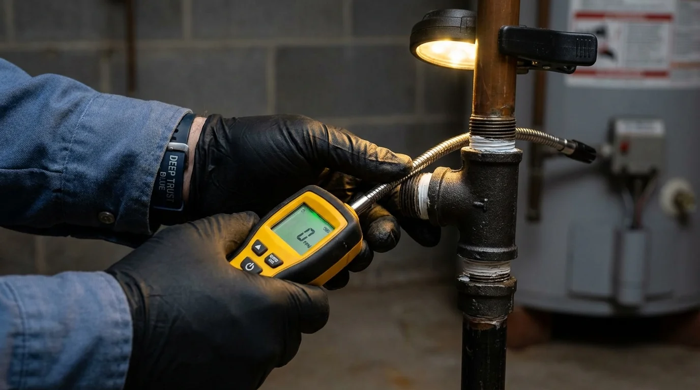 Gas leak detection with electronic sniffer by Johns Plumbing LLC in Murphys